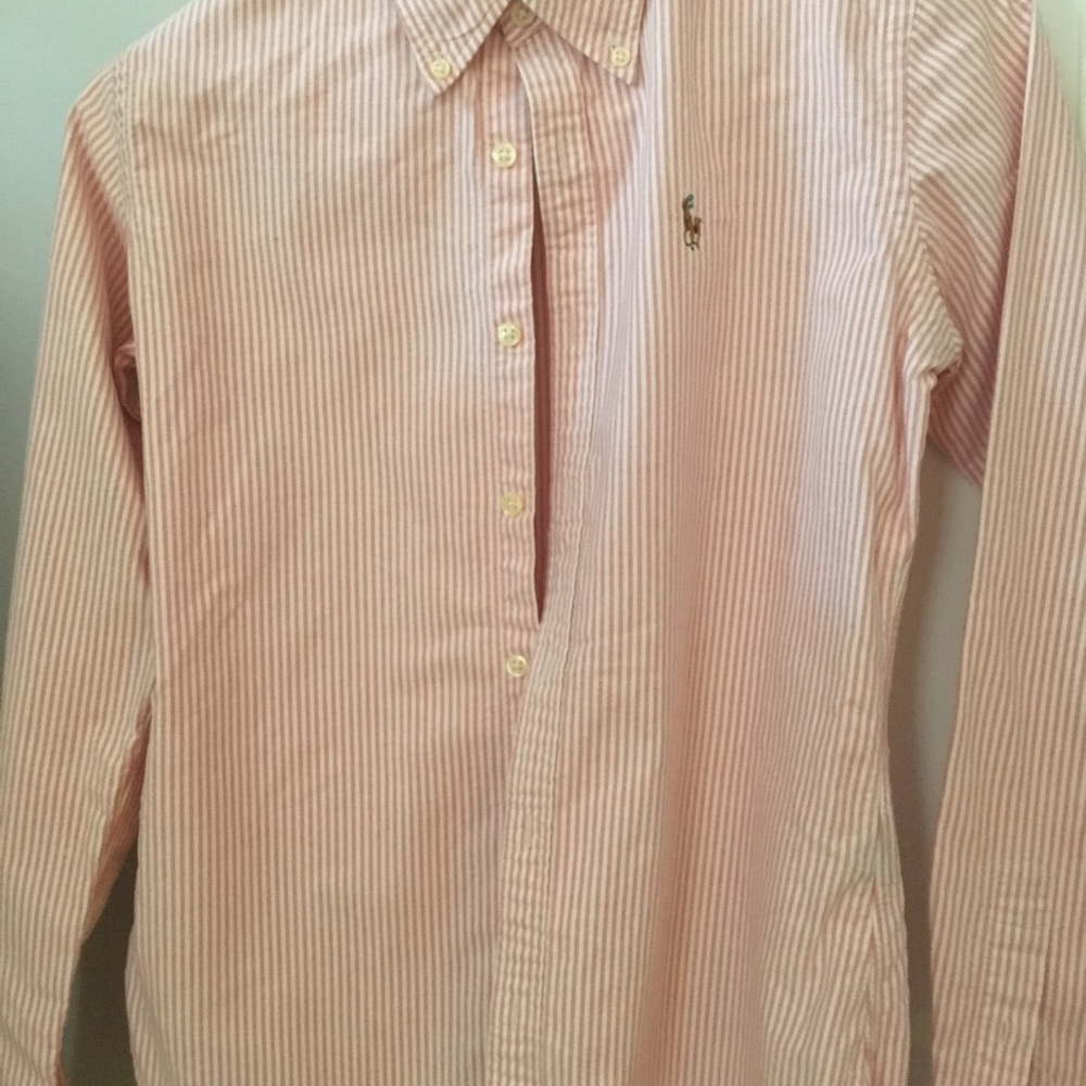 Pink and white striped Ralph Lauren shirt